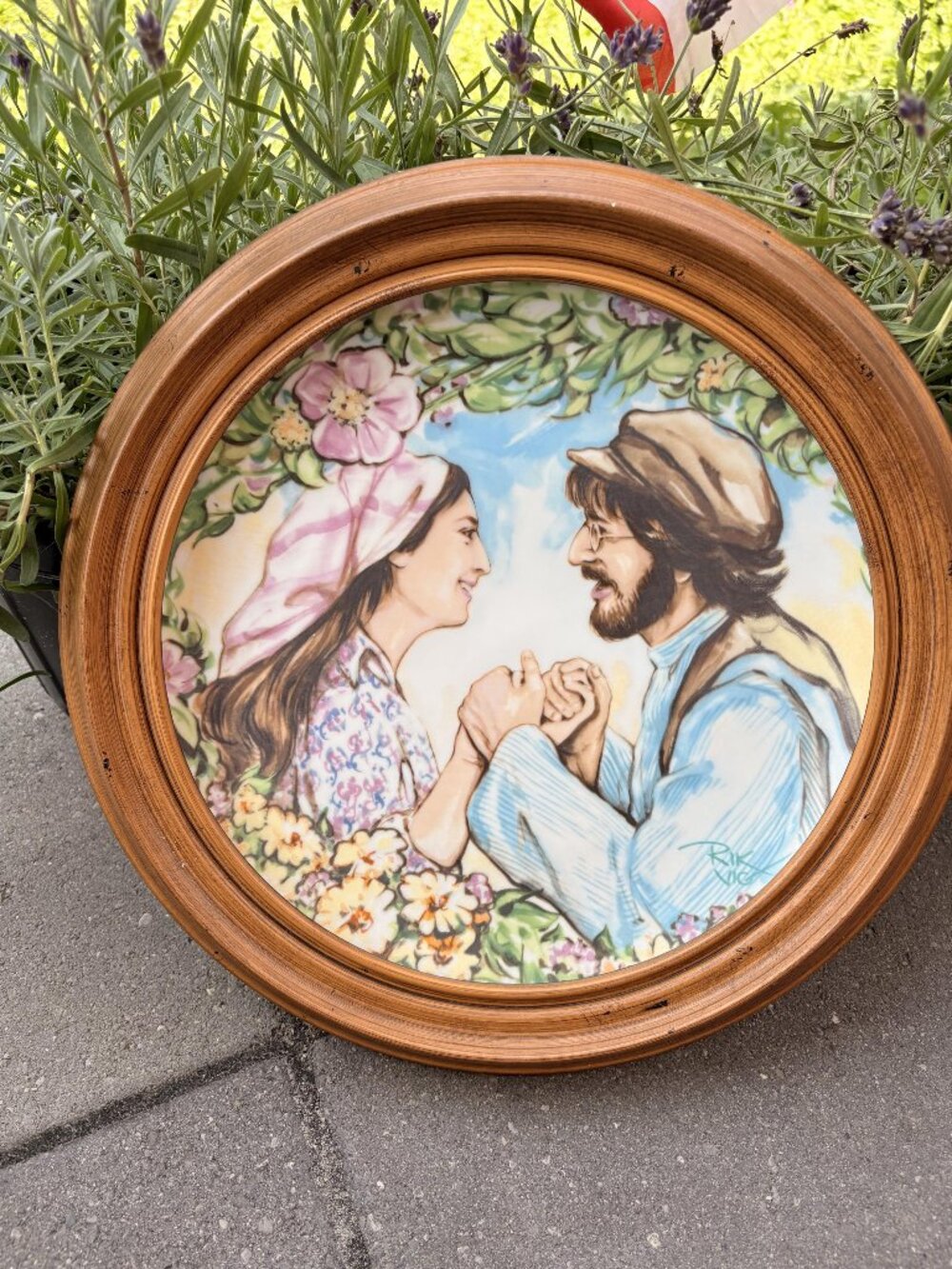 Vintage 1980 Rik Vig Porcelain Plate, The Miracle of Love, Framed Wall Art